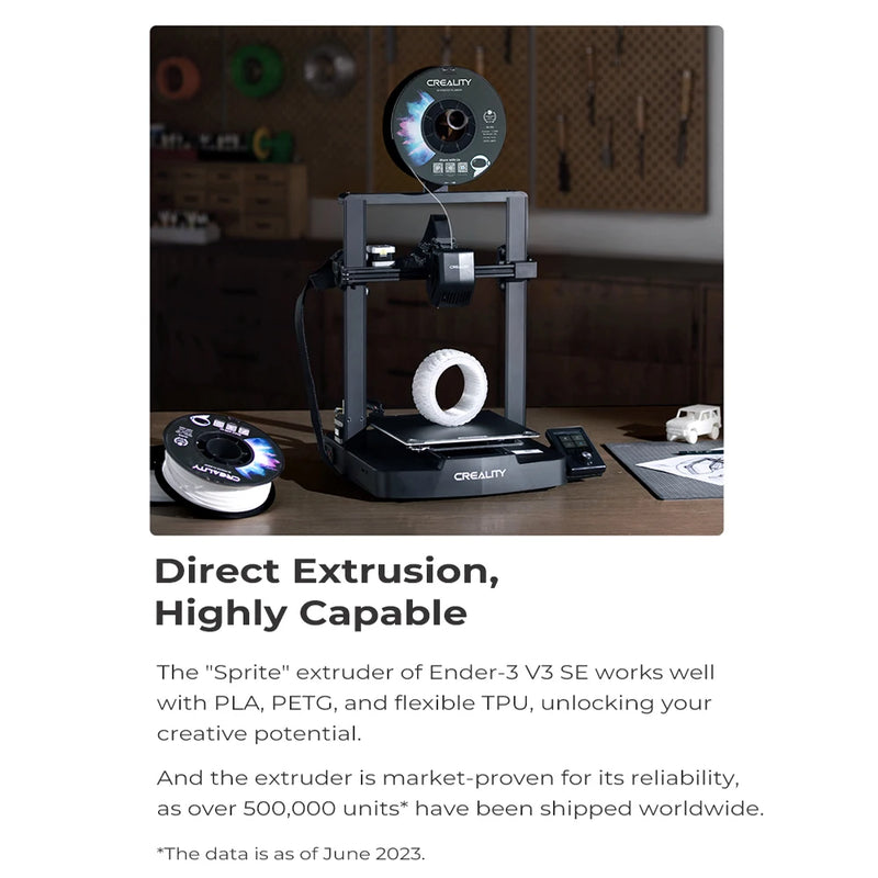 Creality ender 3 v3 se impressora 3d, com 250 m/s, impressão rápida, nivelamento automático, extrusora sprite, duplo eixo z e eixo óptico y
