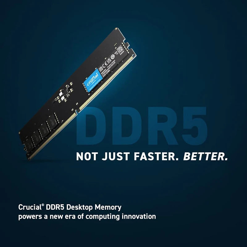 Crucial DDR5 Desktop Memory, 100% RAM Original, 16GB, 32GB, 4800MHz, 5200MHz, 5600MHz
