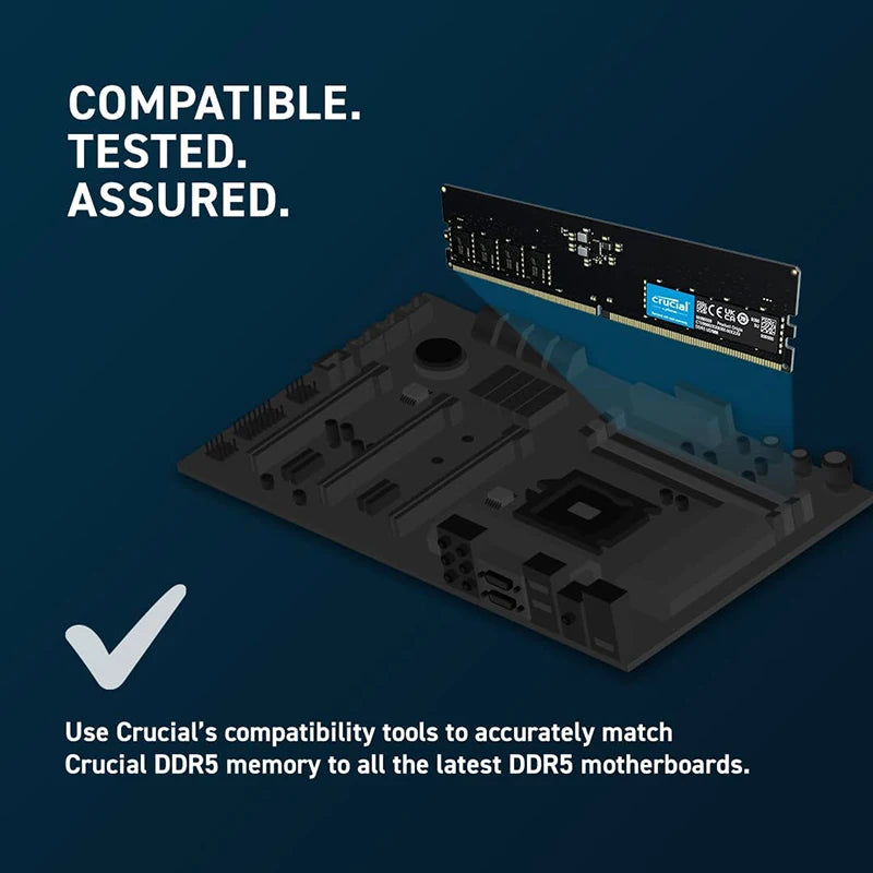 Crucial DDR5 Desktop Memory, 100% RAM Original, 16GB, 32GB, 4800MHz, 5200MHz, 5600MHz