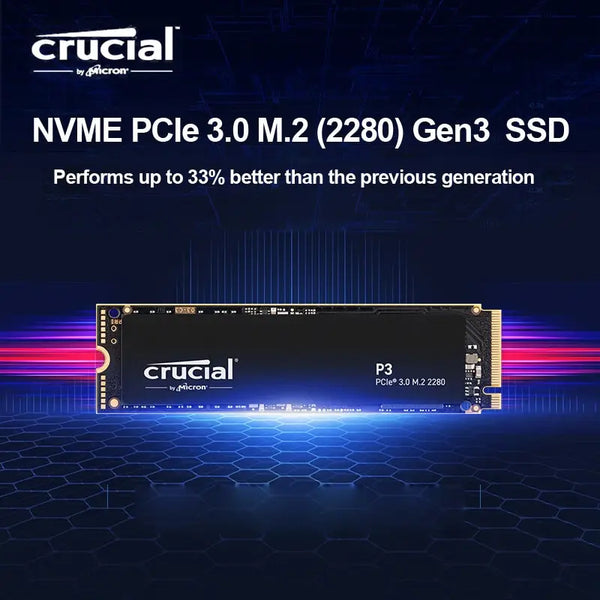 Crucial P3 500GB 1TB 2TB SSD PCIe Gen3 3D NAND NVMe M.2, até 3.500 MB/s