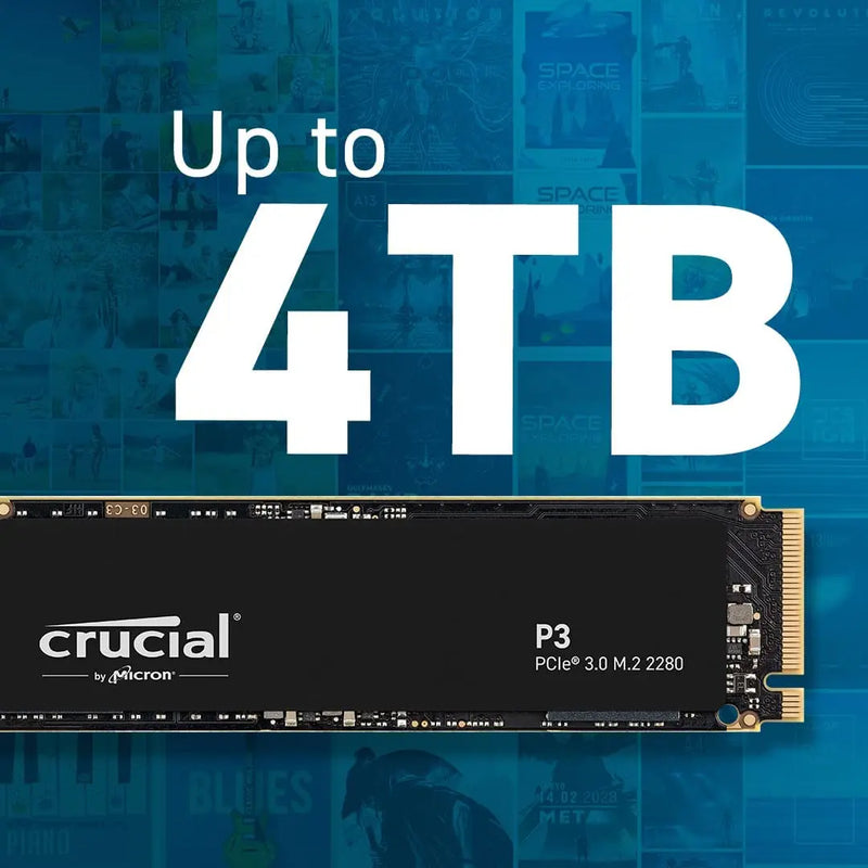Crucial P3 500GB 1TB 2TB SSD PCIe Gen3 3D NAND NVMe M.2, até 3.500 MB/s