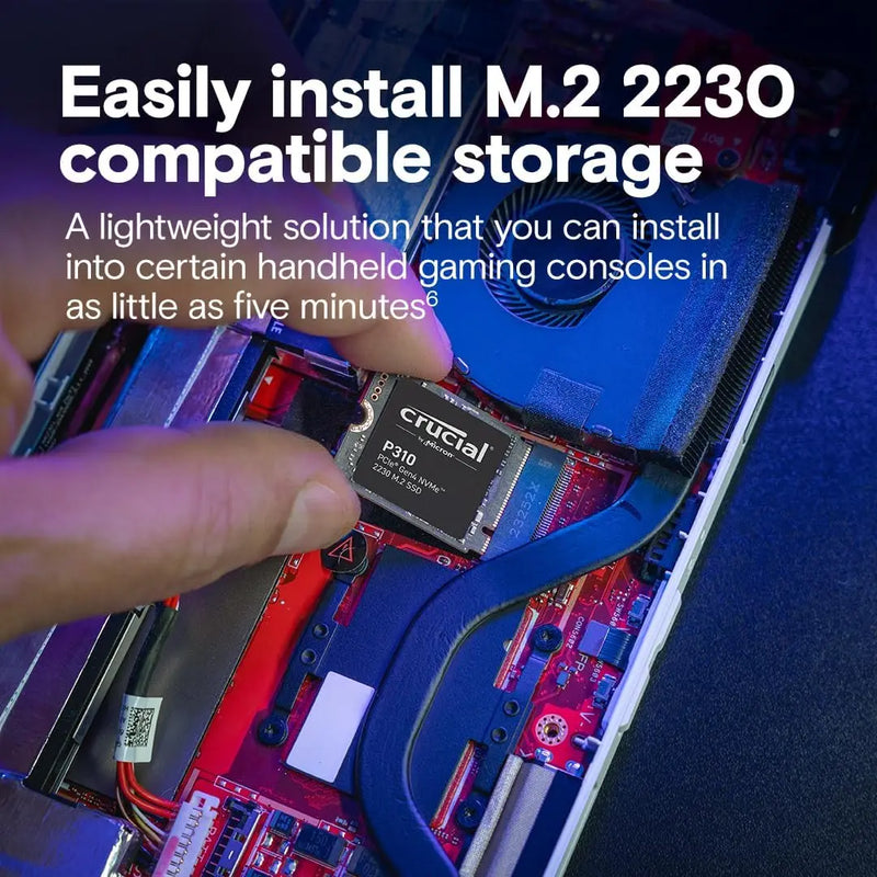 Crucial P310 SSD interno, 1TB, 2TB, M.2 2230, NVMe, PCIe Gen4, compatível com Steam Deck, ASUS ROG, Ally, MSI Claw e Microsoft Surface