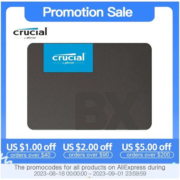 Crucial-Unidade interna de estado sólido, SSD, BX500, 240GB, 500GB, 1000GB, 2000GB, 3D, NAND, SATA, 2,5 polegadas, até 540 Mbps