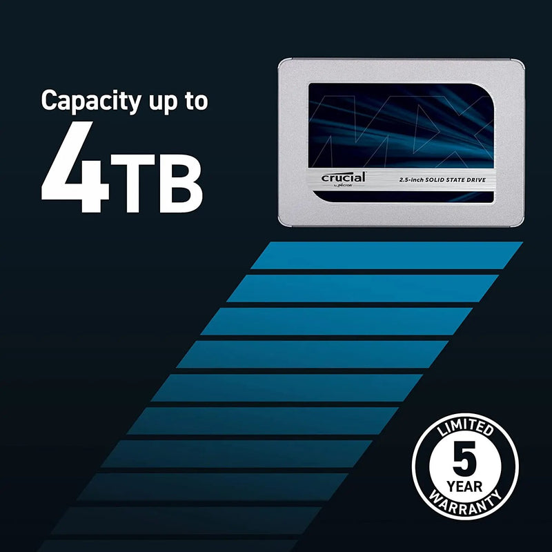 Crucial mx500 250gb 500gb 1000gb 2000gb 4000gb 3d nand sata3 2.5-Polegada ssd interno unidade de estado sólido 5 anos de garantia