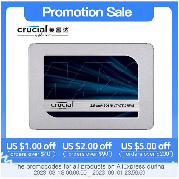 Crucial mx500 250gb 500gb 1000gb 2000gb 4000gb 3d nand sata3 2.5-Polegada ssd interno unidade de estado sólido 5 anos de garantia