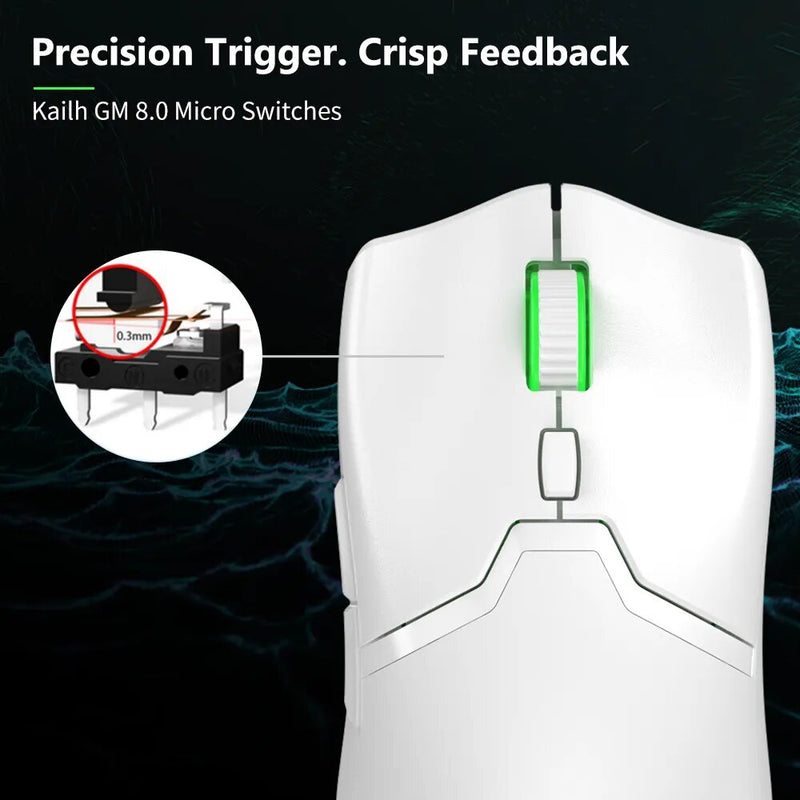 DELUX-M800 PRO PAW3370 Mouse para jogos sem fio, programável, ergonômico, tipo C, recarregável, Windows, Mac, com fio, branco
