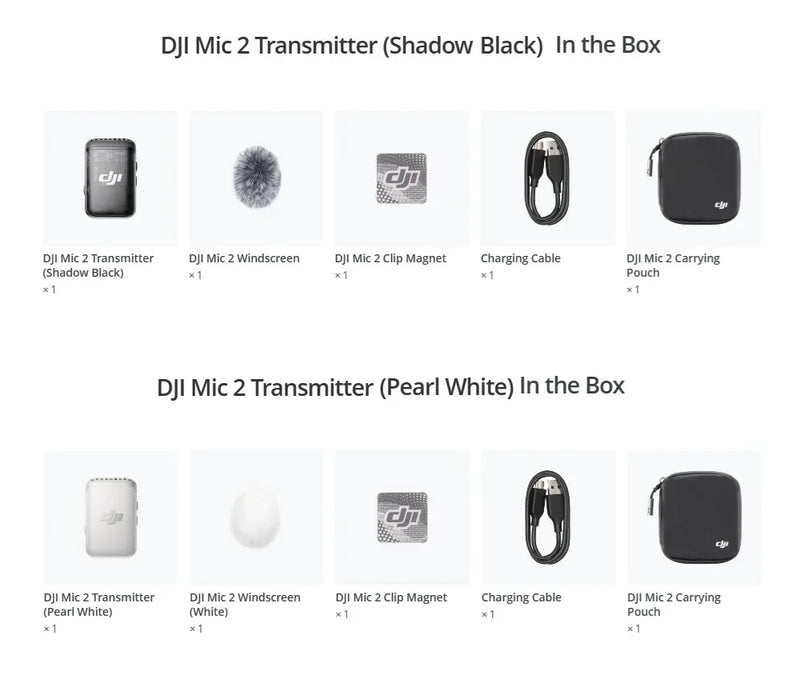 DJI-Mic 2 Microfone Sem Fio, Cancelamento Inteligente de Ruído, Bateria de 6 Horas, Conexão Bluetooth, 250m, 820 ft, Original