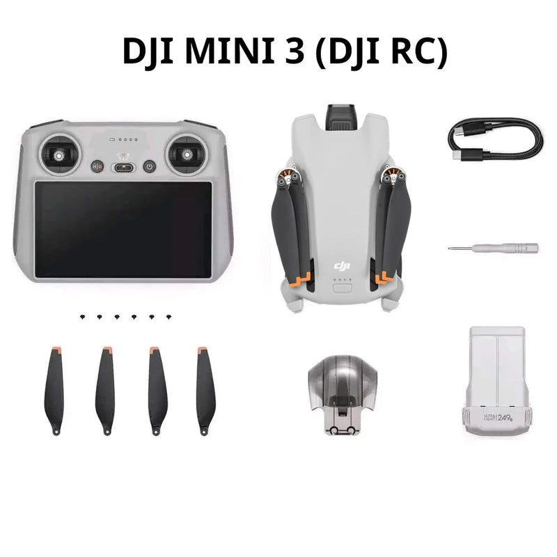 DJI-Mini 3 Fly Mais Combo Drone, Sob 249g, Transmissão 10km, 38 min, Tempo Máximo de Voo, 4K, Vídeo HDR, Brand, Novo, Em Stock