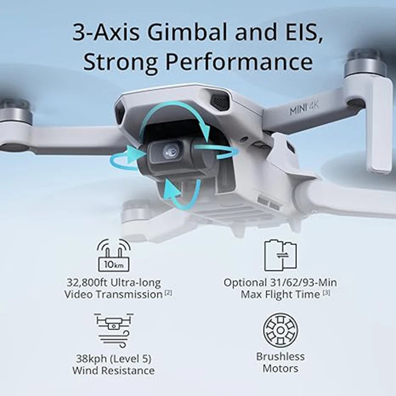 DJI-Mini 4K Drone com câmera 4K 30fps, distância de transmissão de 10km, novo, original, em estoque