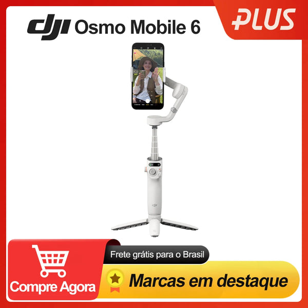 DJI-Osmo 6 Platinum Cinza Tripé Móvel, Smartphone Gimbal, Estabilizador Original de 3 Eixos, Estabilização Sem Perdas, Liberação Rápida Magnética