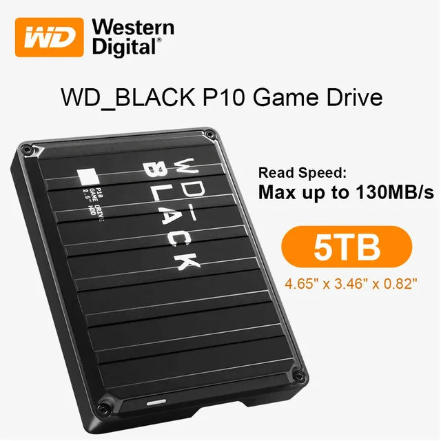 Disco rígido móvel externo hdd 2.5 "compatível com ps4, ps5, xbox um, pc, mac unidade de jogo p10 ocidental do preto de digitas wd 5tb 4t 2t