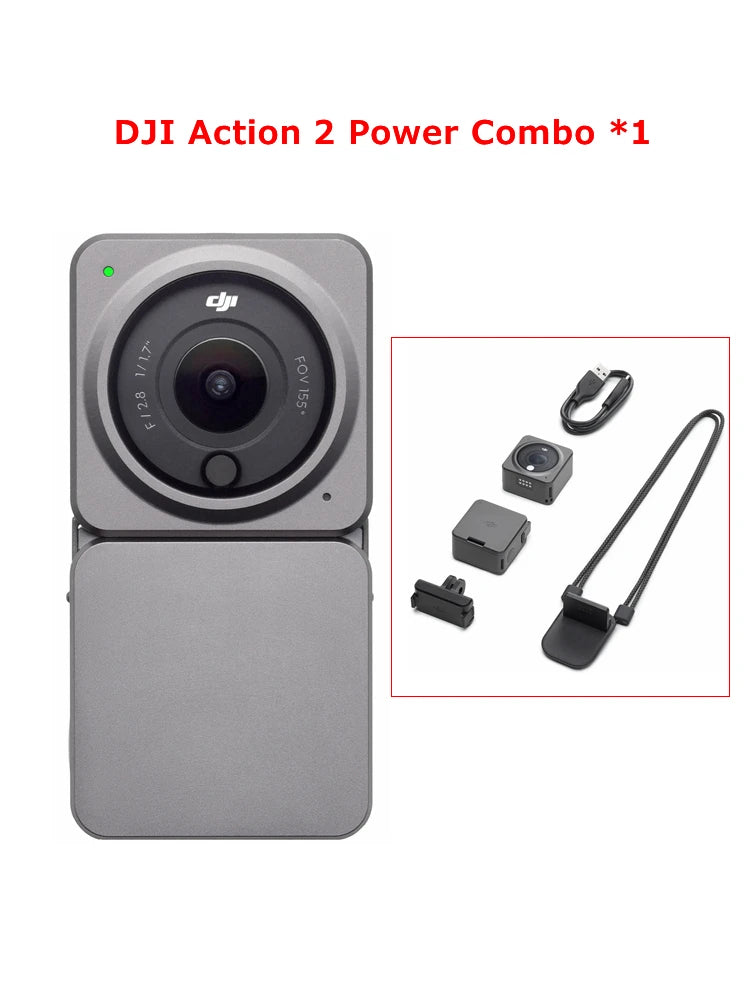 Dji original ação 2 power combo de tela dupla combo esportes câmera 4k 120fps 155 ° super wide fov design magnético impermeável mini