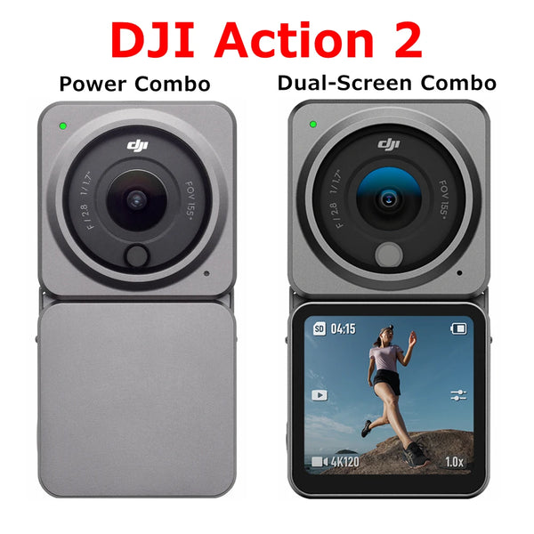 Dji original ação 2 power combo de tela dupla combo esportes câmera 4k 120fps 155 ° super wide fov design magnético impermeável mini
