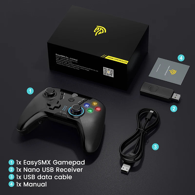 EasySMX-9110 Gamepad sem fio, controlador de PC com botões personalizados, joystick para Windows Steam e Android Smart TV, 2.4G