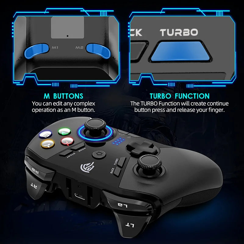 EasySMX-9110 Gamepad sem fio, controlador de PC com botões personalizados, joystick para Windows Steam e Android Smart TV, 2.4G