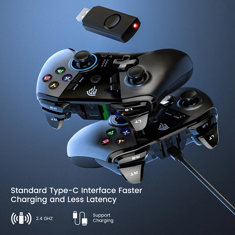 EasySMX-9110 Gamepad sem fio, controlador de PC com botões personalizados, joystick para Windows Steam e Android Smart TV, 2.4G