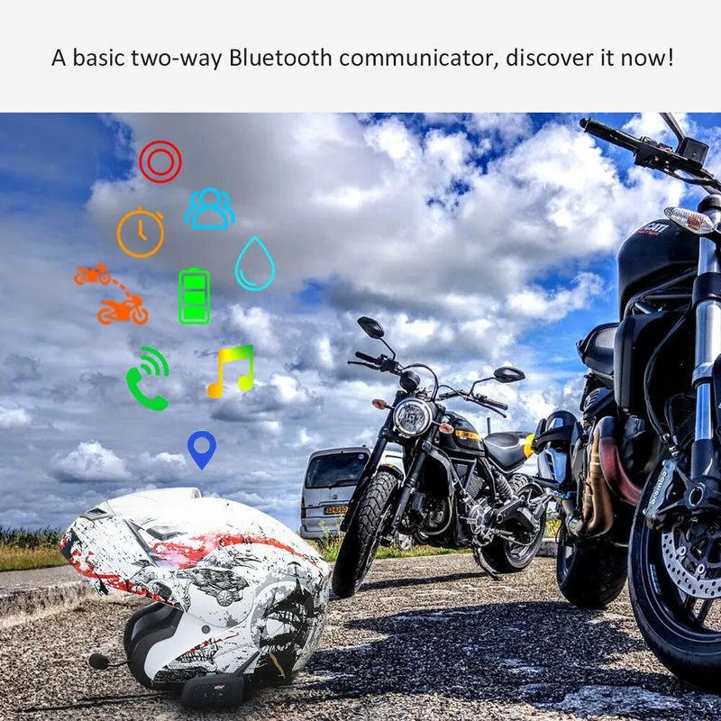 Ejeas V6 Pro Intercomunicador de Capacete de Motocicleta, Interfone Comunicador Bluetooth, Impermeável, Fone de Ouvido BT, 1.200 m, 6 Pilotos