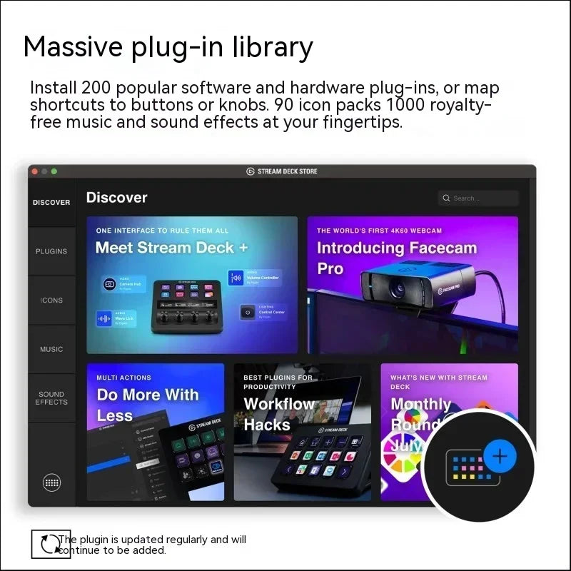Elgato Stream Multifunctional Console Panel, Mini Teclado, Desktop Assistant, Live-streaming, PS Designer, 4 Knob