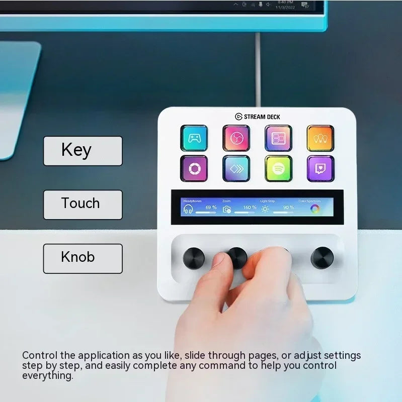 Elgato Stream Multifunctional Console Panel, Mini Teclado, Desktop Assistant, Live-streaming, PS Designer, 4 Knob