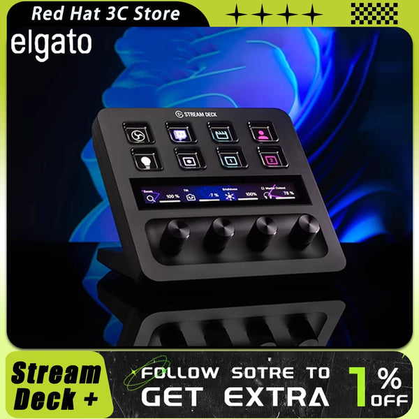 Elgato Stream Multifunctional Console Panel, Mini Teclado, Desktop Assistant, Live-streaming, PS Designer, 4 Knob