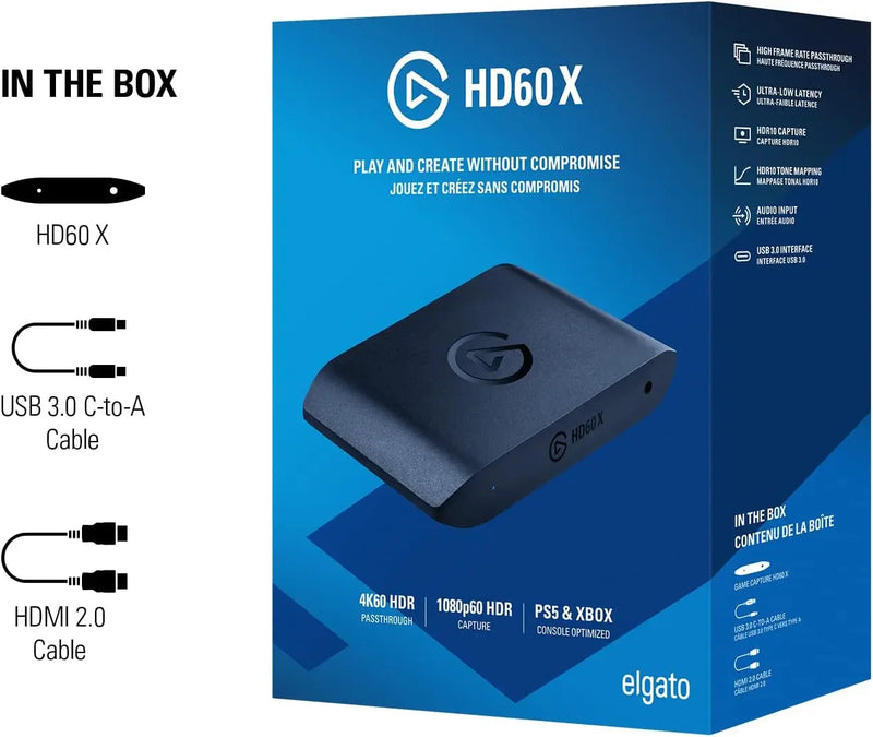 Elgato-placa de captura externa hd60 x, com latência ultra baixa, 1080p60, hdr10 ou 4k30, ps5, ps4/pro