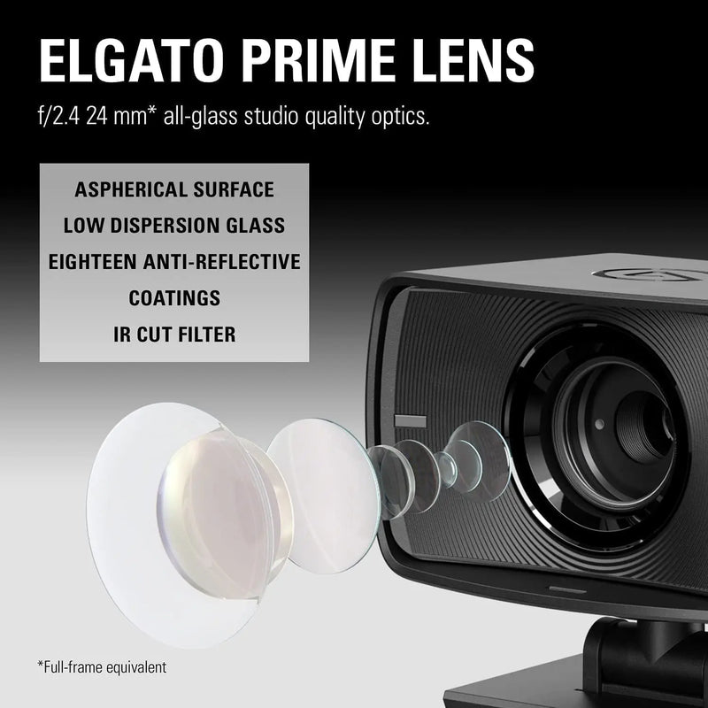 Elgato-webcam full hd para transmissão ao vivo, videochamadas, sensor sony, correção de luz avançada, 1080p60
