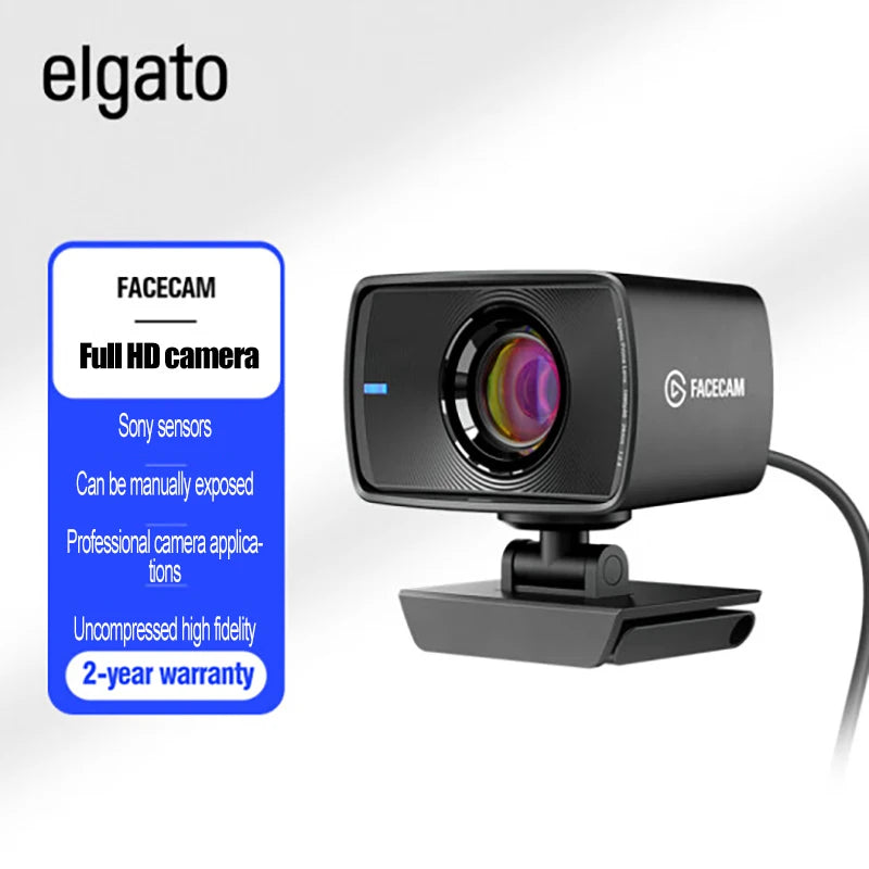 Elgato-webcam full hd para transmissão ao vivo, videochamadas, sensor sony, correção de luz avançada, 1080p60