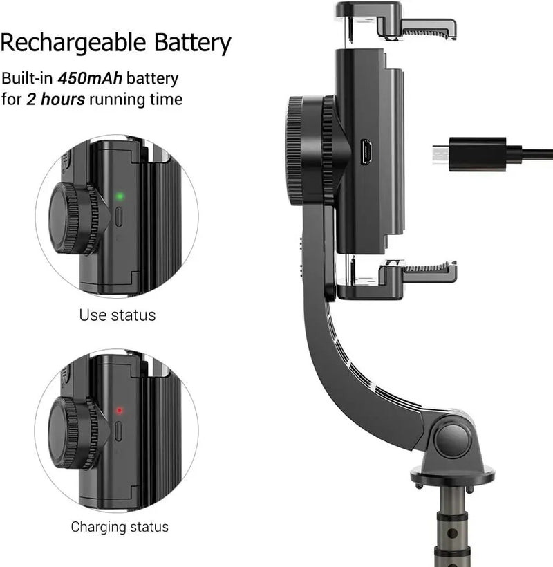Estabilizador Cardan Handheld para Telefone Móvel, L08 Bluetooth, Selfie Stick Holder, Suporte Ajustável para iPhone, Huawei, Xiaomi