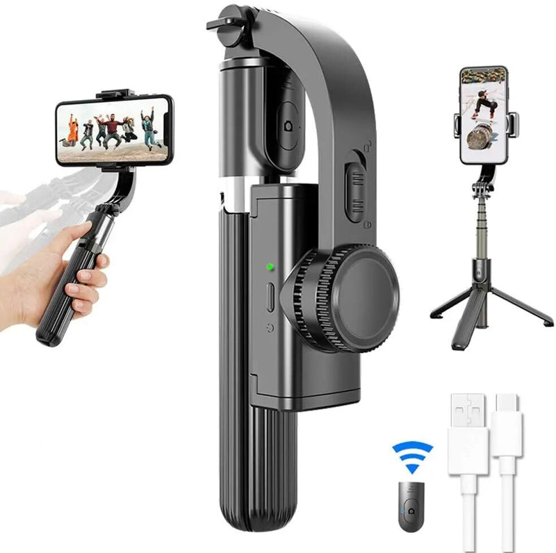 Estabilizador Cardan Handheld para Telefone Móvel, L08 Bluetooth, Selfie Stick Holder, Suporte Ajustável para iPhone, Huawei, Xiaomi