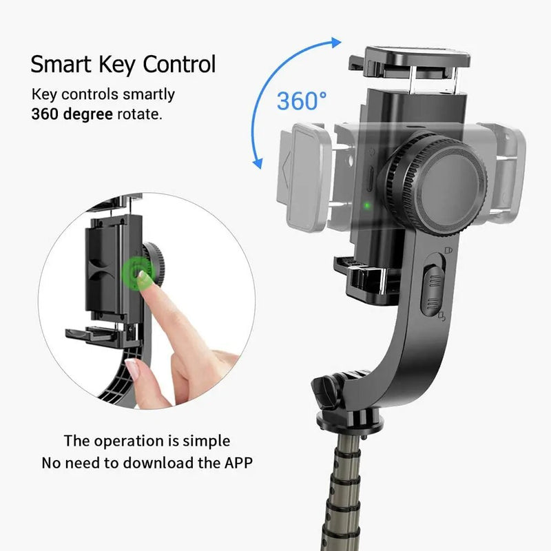Estabilizador Cardan Handheld para Telefone Móvel, L08 Bluetooth, Selfie Stick Holder, Suporte Ajustável para iPhone, Huawei, Xiaomi