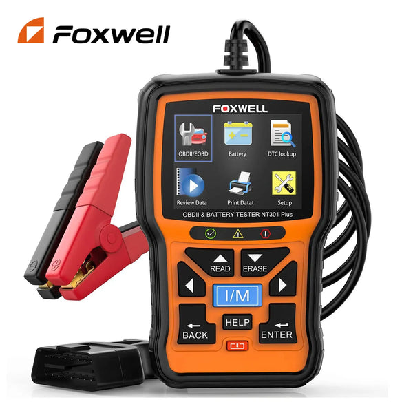 FOXWELL-NT301 Plus Automotive Scanner Tool, 12V, Battery Tester, OBDII, EOBD, Live Data, Code Reader, Car Diagnostic Scan