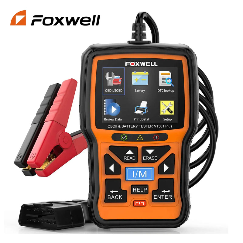 FOXWELL-NT301 Plus Automotive Scanner Tool, 12V, Battery Tester, OBDII, EOBD, Live Data, Code Reader, Car Diagnostic Scan