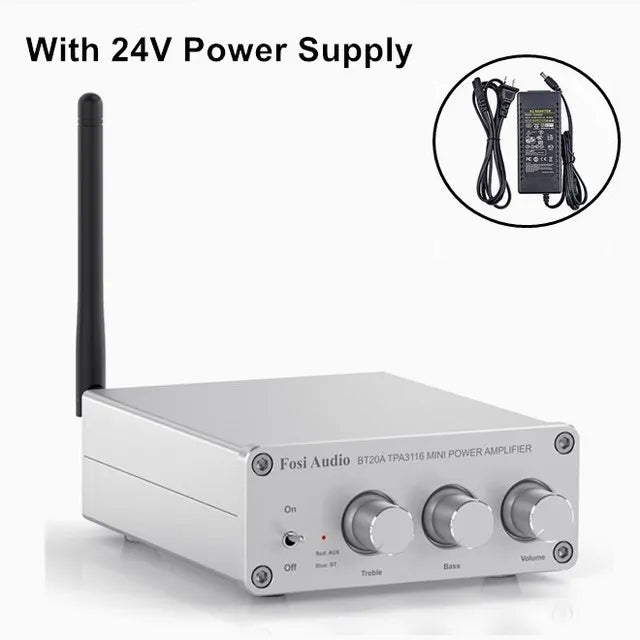Foci Audio-Bluetooth Amplificador de Potência de Som, 100W Mini HiFi Stereo, Amplificador Classe D, Bass, Treble para Home Theater, TPA3116D2, BT20A
