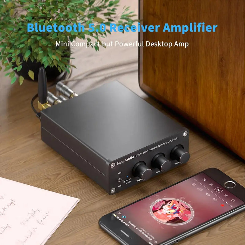 Foci Audio-Bluetooth Amplificador de Potência de Som, 100W Mini HiFi Stereo, Amplificador Classe D, Bass, Treble para Home Theater, TPA3116D2, BT20A