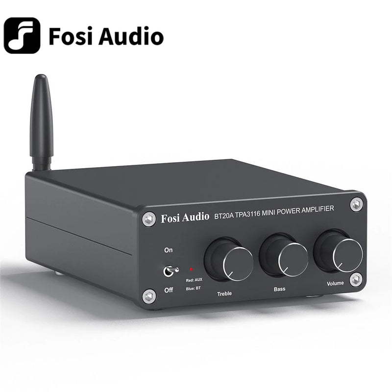 Foci Audio-Bluetooth Amplificador de Potência de Som, 100W Mini HiFi Stereo, Amplificador Classe D, Bass, Treble para Home Theater, TPA3116D2, BT20A