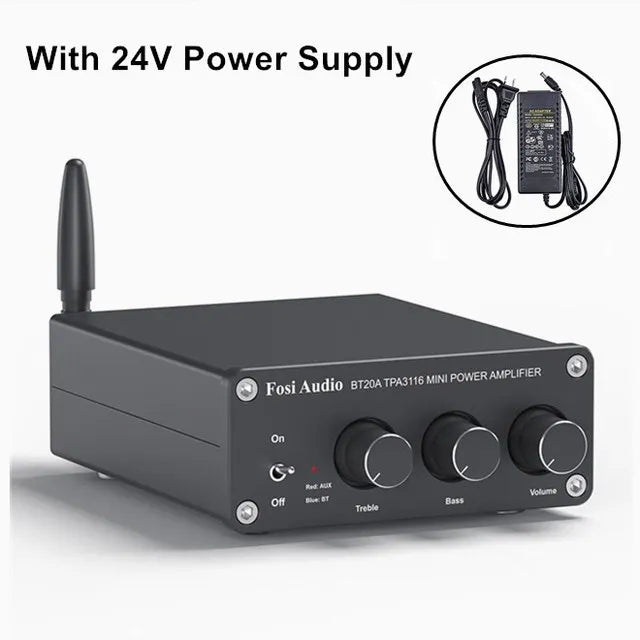 Foci Audio-Bluetooth Amplificador de Potência de Som, 100W Mini HiFi Stereo, Amplificador Classe D, Bass, Treble para Home Theater, TPA3116D2, BT20A