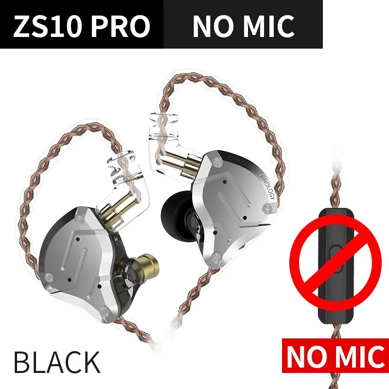 Fones de ouvido de metal híbrido kz zs10 pro, 4ba 1dd, alta fidelidade para graves, monitor esportivo, cancelamento de ruído, zsx, zax, z3