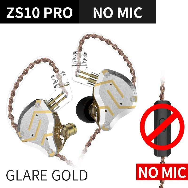 Fones de ouvido de metal híbrido kz zs10 pro, 4ba 1dd, alta fidelidade para graves, monitor esportivo, cancelamento de ruído, zsx, zax, z3