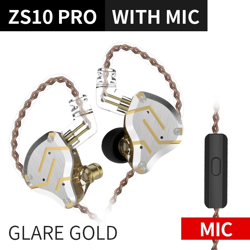 Fones de ouvido de metal híbrido kz zs10 pro, 4ba 1dd, alta fidelidade para graves, monitor esportivo, cancelamento de ruído, zsx, zax, z3