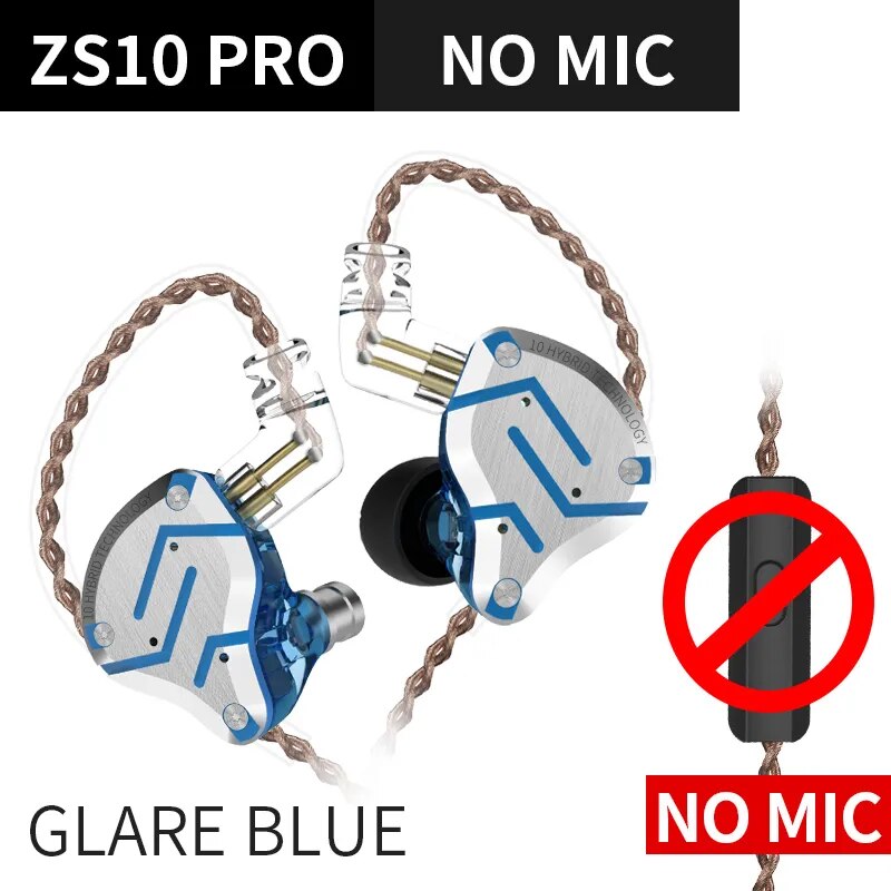 Fones de ouvido de metal híbrido kz zs10 pro, 4ba 1dd, alta fidelidade para graves, monitor esportivo, cancelamento de ruído, zsx, zax, z3