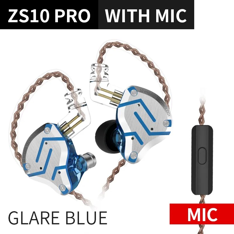 Fones de ouvido de metal híbrido kz zs10 pro, 4ba 1dd, alta fidelidade para graves, monitor esportivo, cancelamento de ruído, zsx, zax, z3