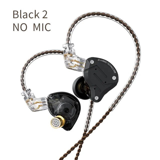 Fones de ouvido de metal híbrido kz zs10 pro, 4ba 1dd, alta fidelidade para graves, monitor esportivo, cancelamento de ruído, zsx, zax, z3