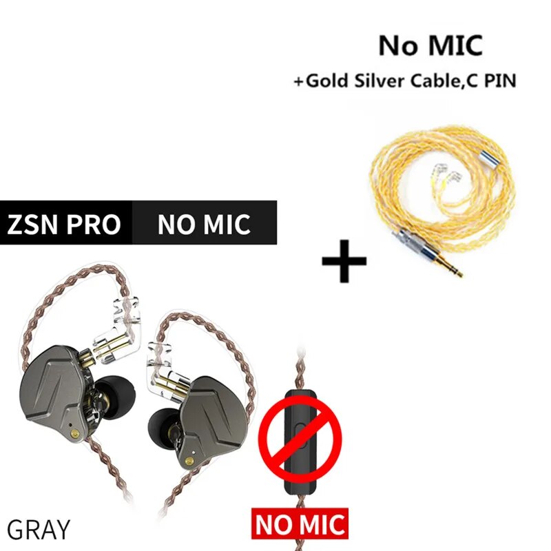 Fones de ouvido híbridos Kz-zsn pro 1ba 1dd, baixo de metal hi-fi, fone de ouvido, esportes, música, fone de ouvido, cabo substituível, zs10 pro zsx zstx