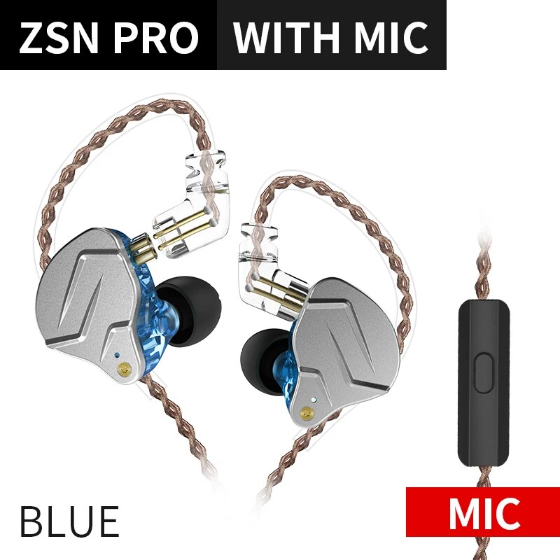 Fones de ouvido híbridos Kz-zsn pro 1ba 1dd, baixo de metal hi-fi, fone de ouvido, esportes, música, fone de ouvido, cabo substituível, zs10 pro zsx zstx