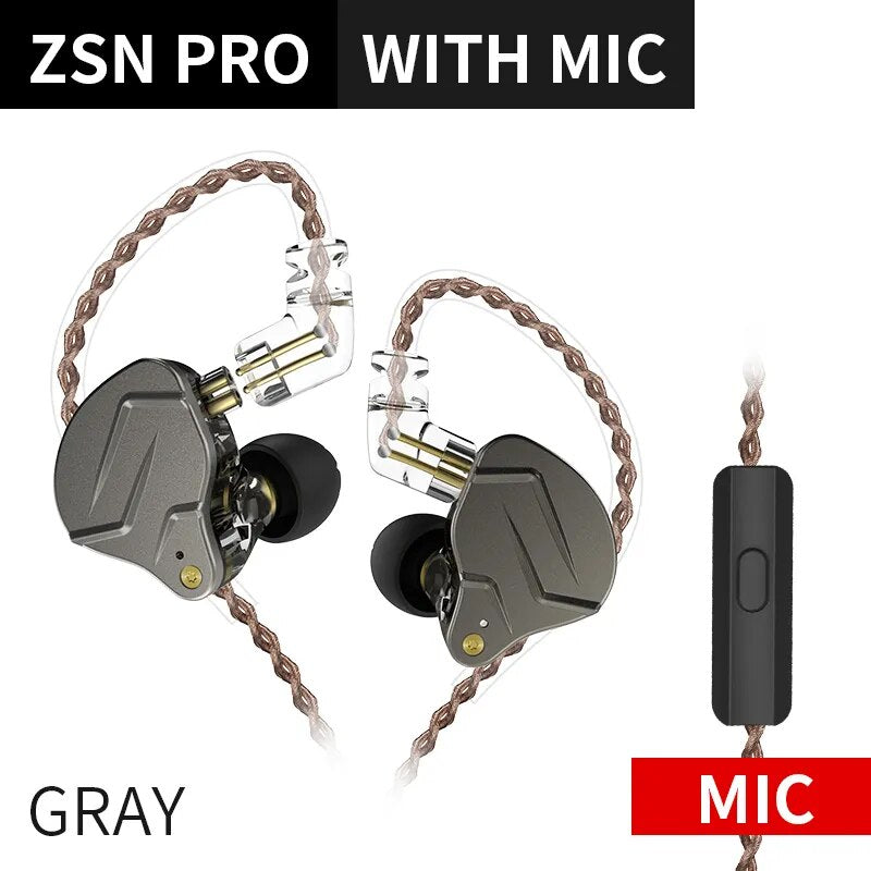 Fones de ouvido híbridos Kz-zsn pro 1ba 1dd, baixo de metal hi-fi, fone de ouvido, esportes, música, fone de ouvido, cabo substituível, zs10 pro zsx zstx
