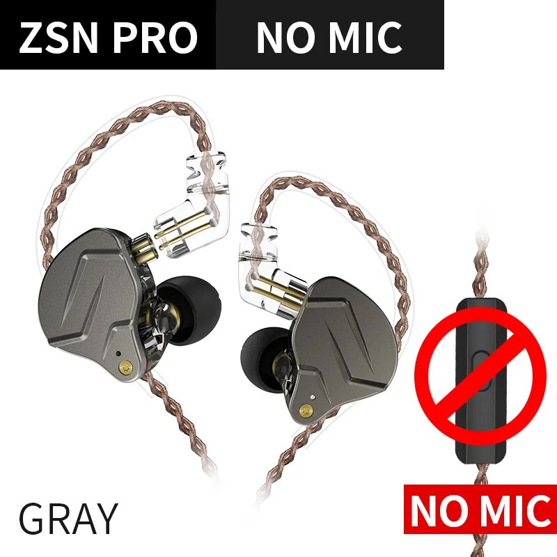 Fones de ouvido híbridos Kz-zsn pro 1ba 1dd, baixo de metal hi-fi, fone de ouvido, esportes, música, fone de ouvido, cabo substituível, zs10 pro zsx zstx