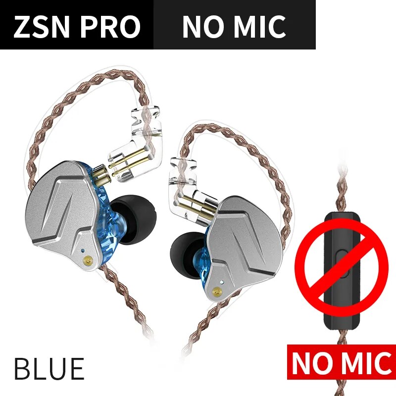 Fones de ouvido híbridos Kz-zsn pro 1ba 1dd, baixo de metal hi-fi, fone de ouvido, esportes, música, fone de ouvido, cabo substituível, zs10 pro zsx zstx
