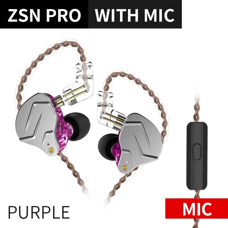 Fones de ouvido híbridos Kz-zsn pro 1ba 1dd, baixo de metal hi-fi, fone de ouvido, esportes, música, fone de ouvido, cabo substituível, zs10 pro zsx zstx