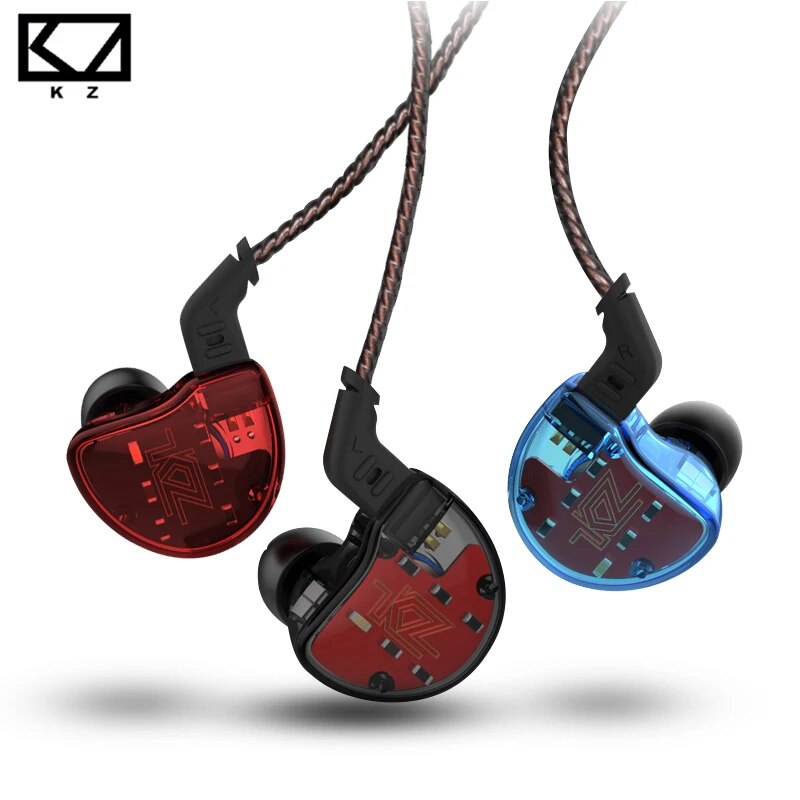 Fones de ouvido kz zs10, 4ba + 1dd, armação dinâmica, alta fidelidade, cancelamento de ruído, monitores, híbrido