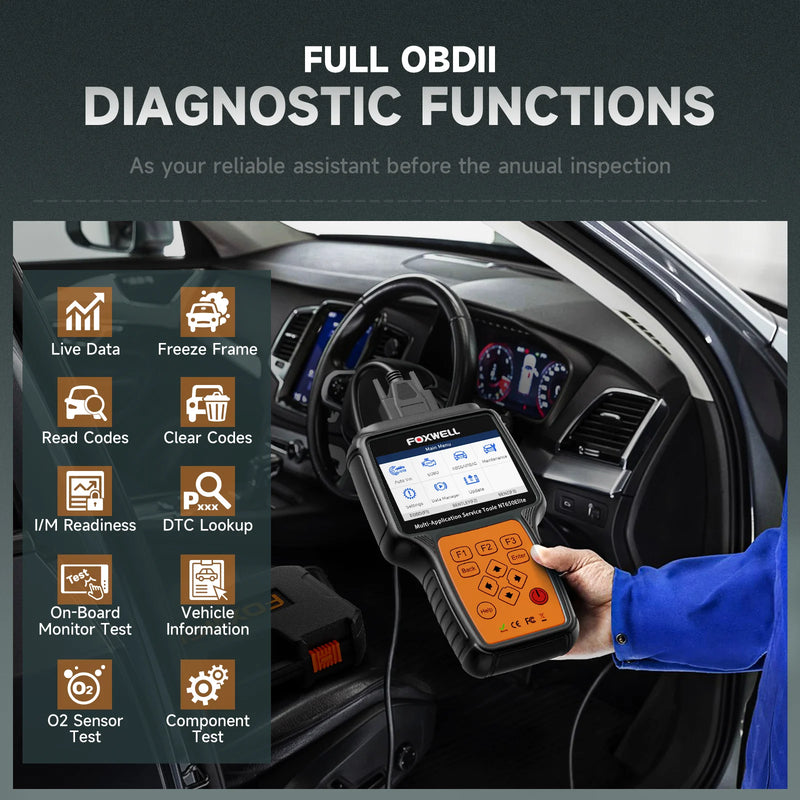 Foxwell-NT650 Elite OBD2 Ferramenta de Diagnóstico Do Carro, ABS SRS Code Reader, SAS BRT EPB Oil, 26 Reset, profissional OBD2 Scanner Automotivo